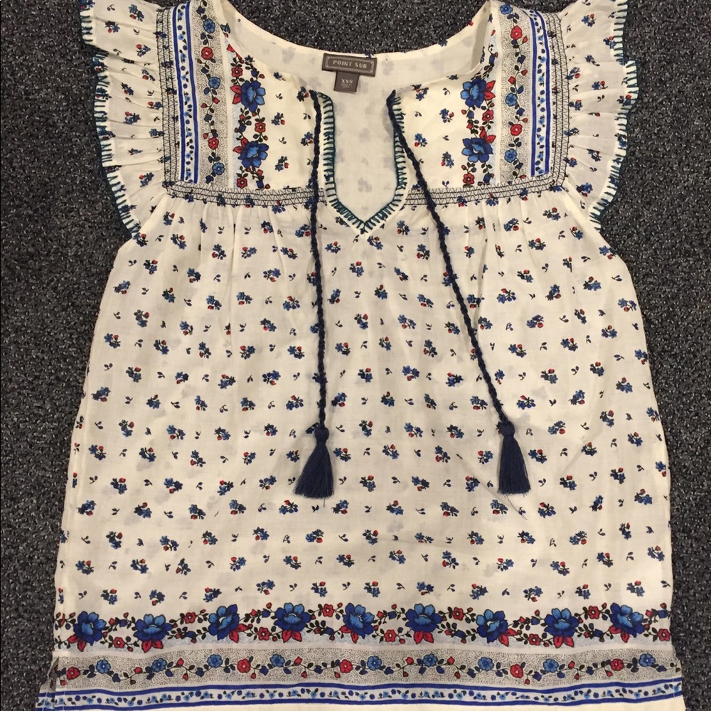 J.Crew Point Sur cotton split neck top